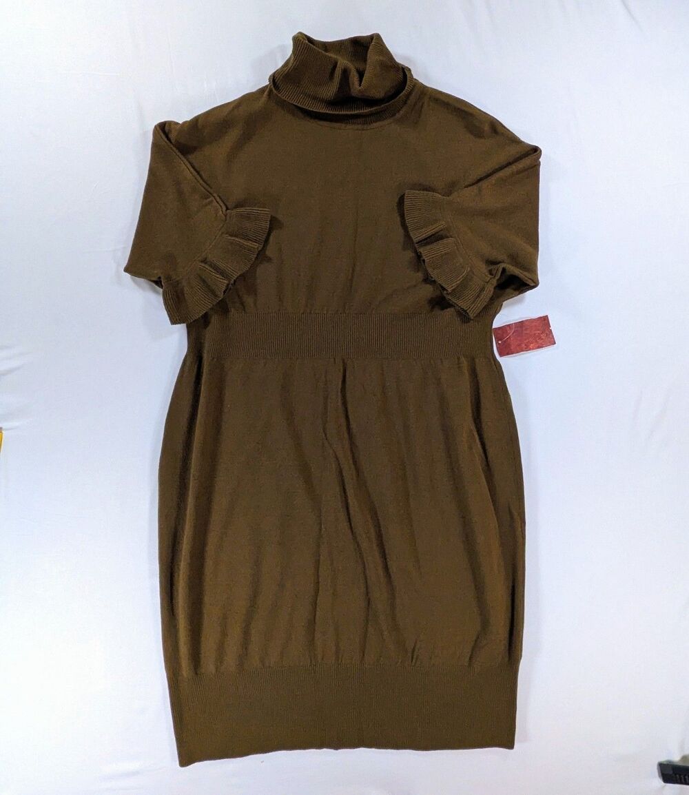 No Boundaries XXL Sweater Dress Knee Length Turtleneck Brown Vintage Cottagecore